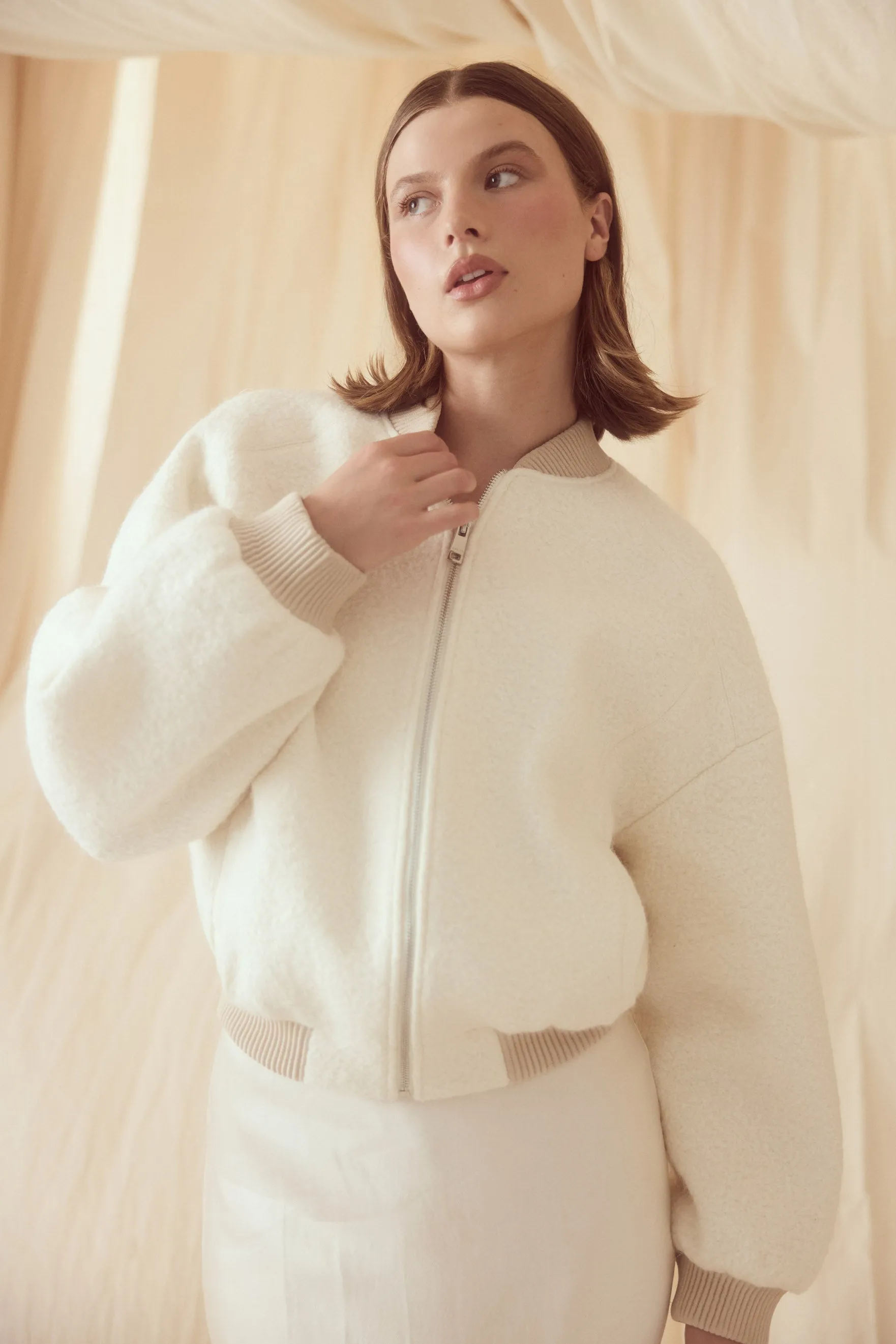 Alanna Boucle Bomber - Oatmeal