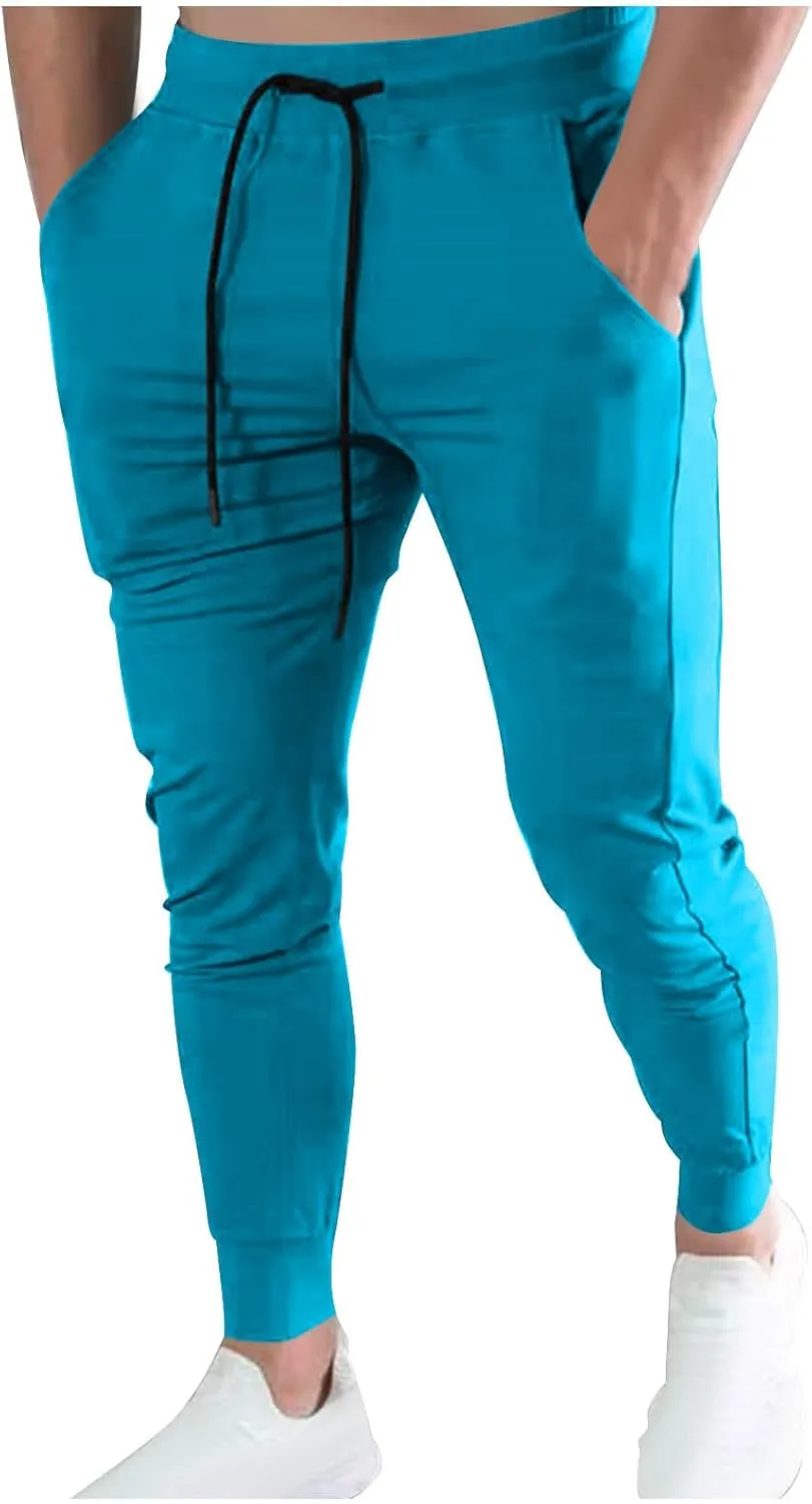 CAITS Mens Jogger Pants Slim Fit Sweatpants Tracksuit Bottoms Fitness Running Workout Jogging Trousers Pockets Gym Joggers