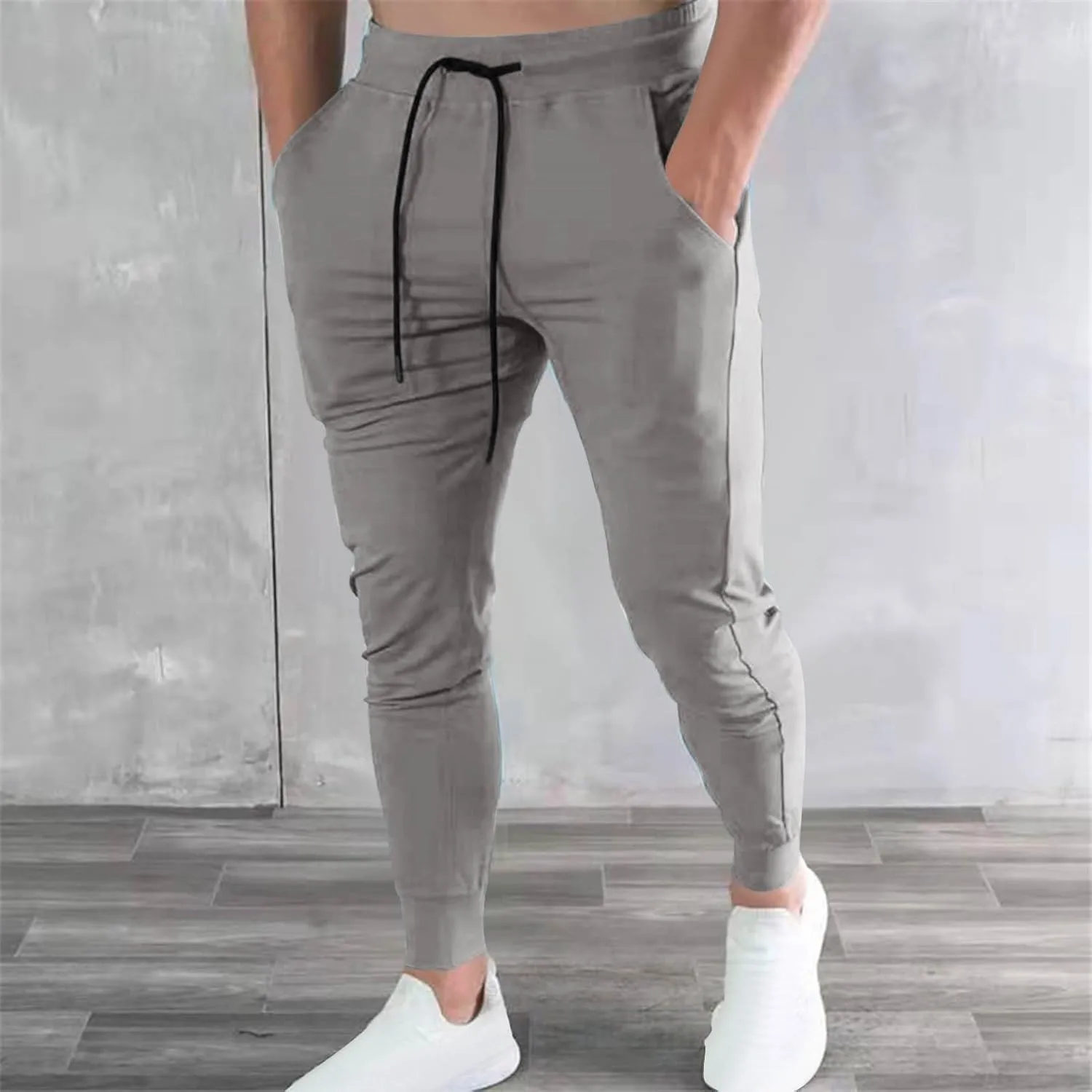 CAITS Mens Jogger Pants Slim Fit Sweatpants Tracksuit Bottoms Fitness Running Workout Jogging Trousers Pockets Gym Joggers