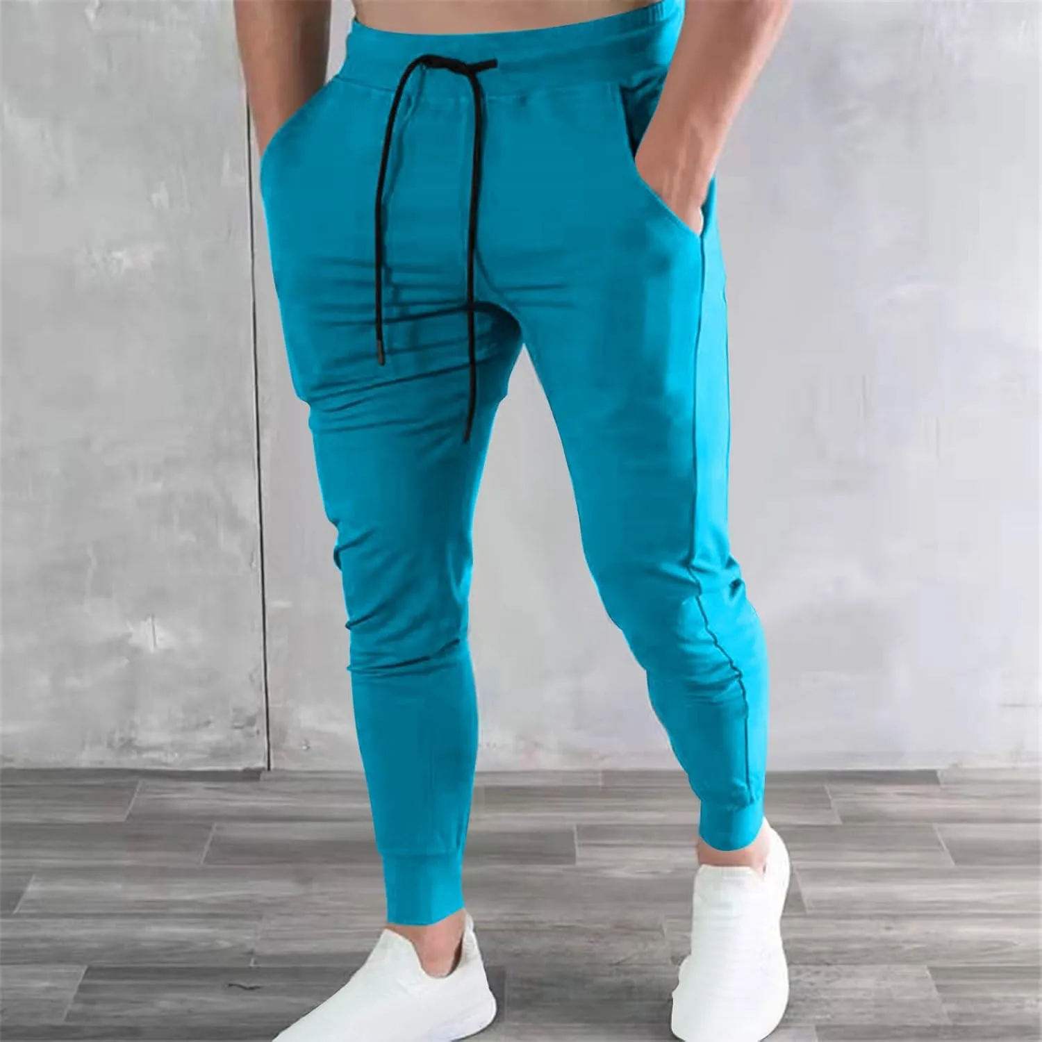 CAITS Mens Jogger Pants Slim Fit Sweatpants Tracksuit Bottoms Fitness Running Workout Jogging Trousers Pockets Gym Joggers