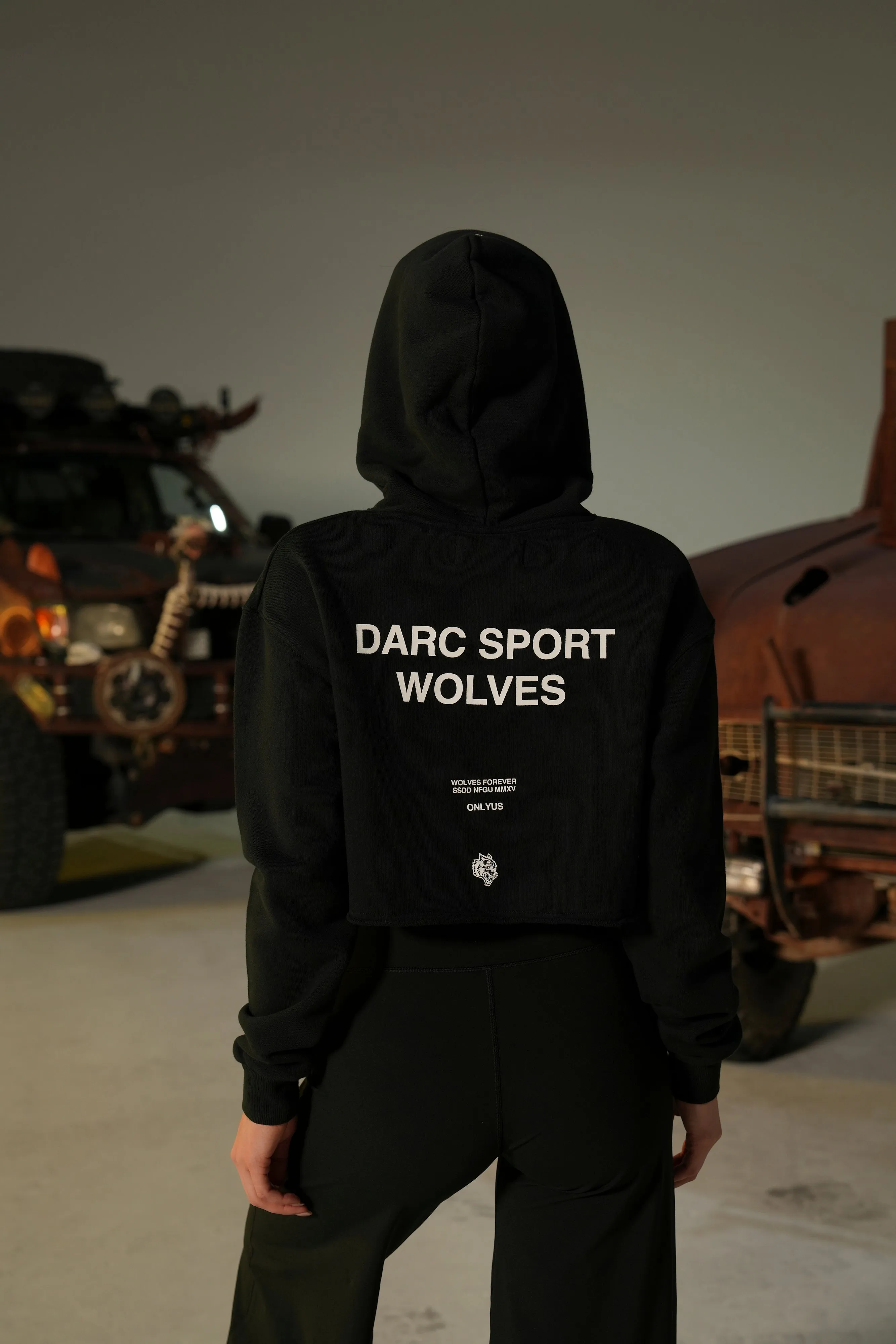 Darc Sport Wolves "Pierce" (Cropped) Hoodie in Black