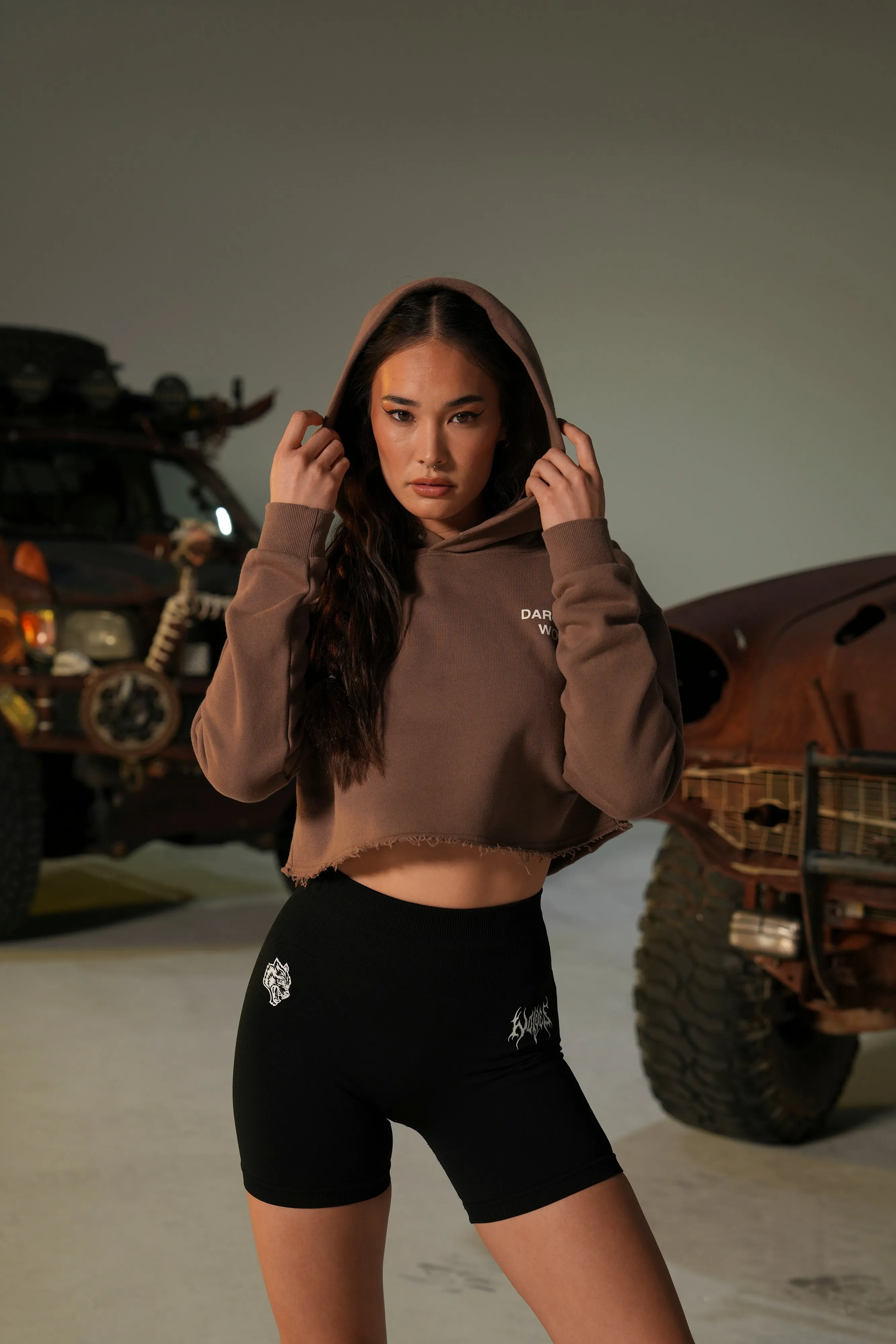 Darc Sport Wolves "Pierce" (Cropped) Hoodie in Norse Brown