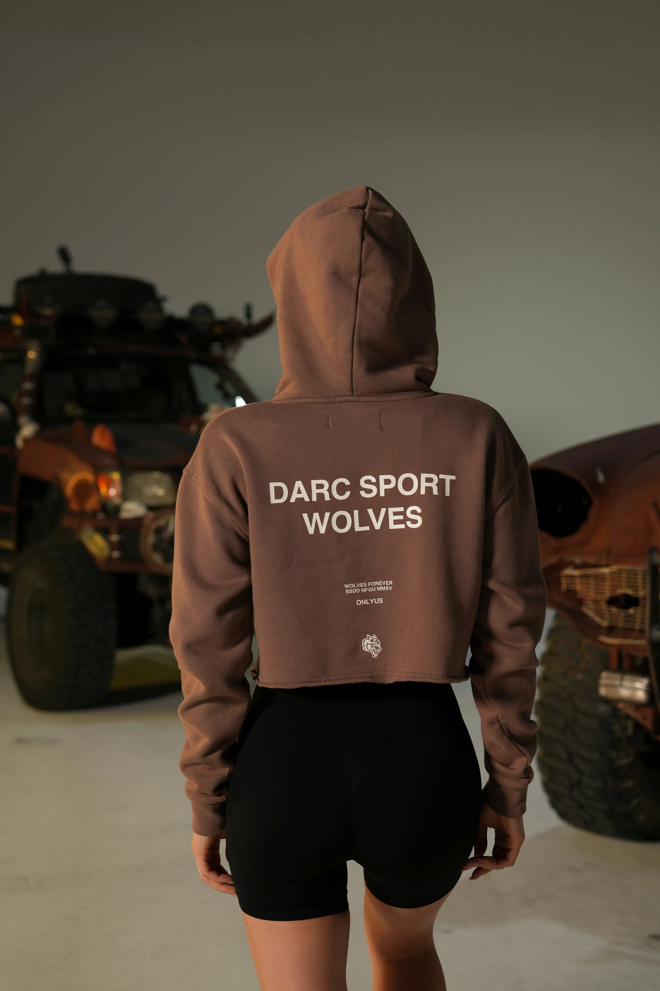 Darc Sport Wolves "Pierce" (Cropped) Hoodie in Norse Brown
