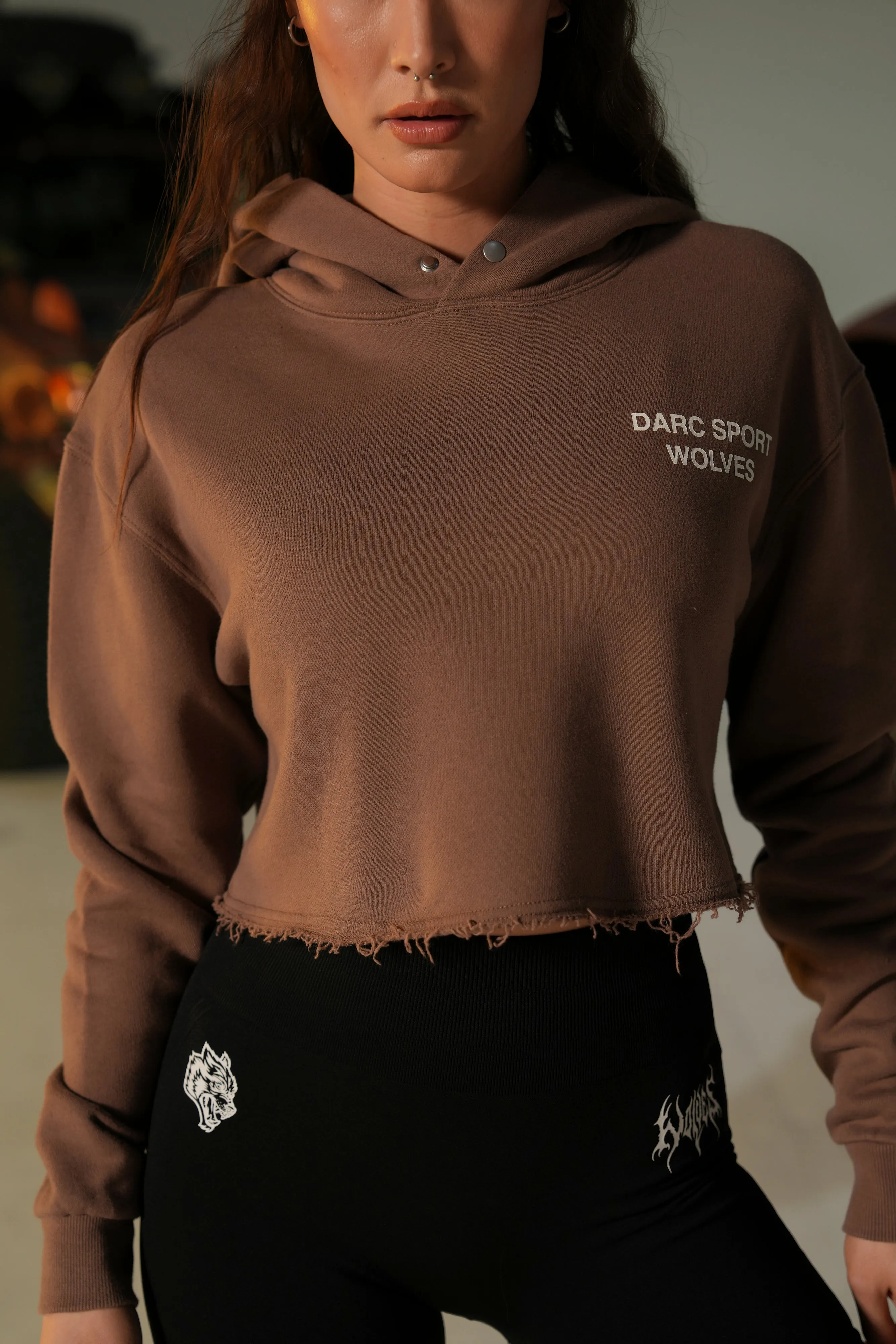 Darc Sport Wolves "Pierce" (Cropped) Hoodie in Norse Brown
