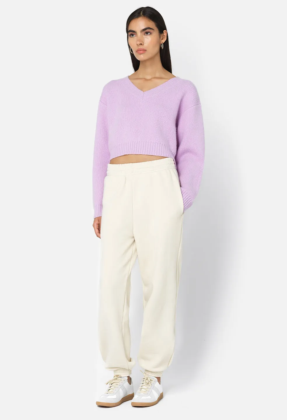 Foggy Wool V Neck Sweater / Blush