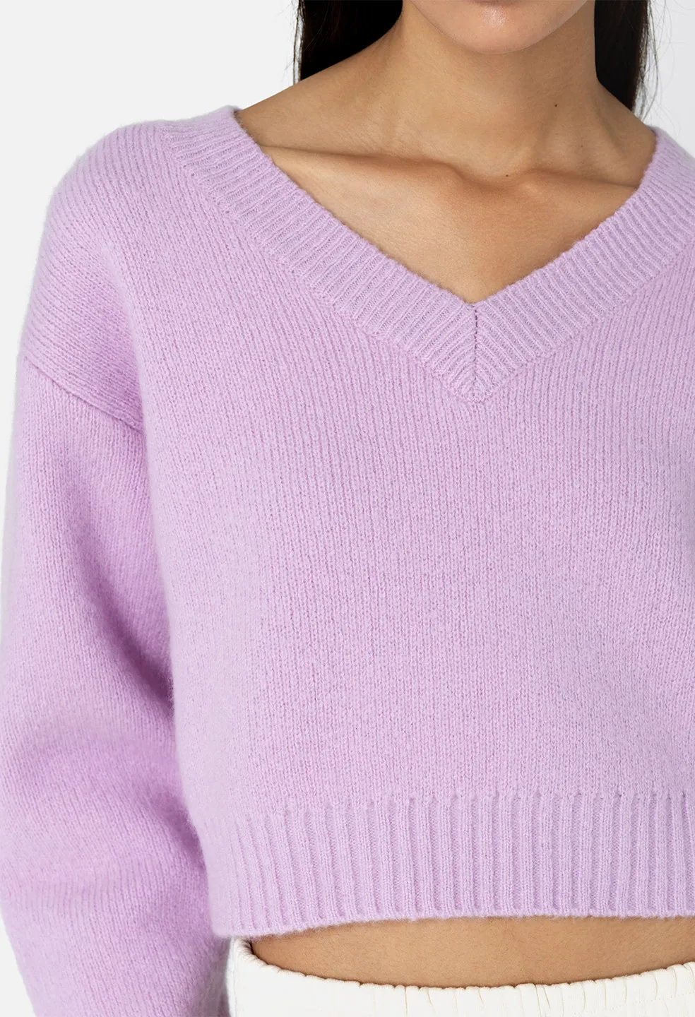 Foggy Wool V Neck Sweater / Blush