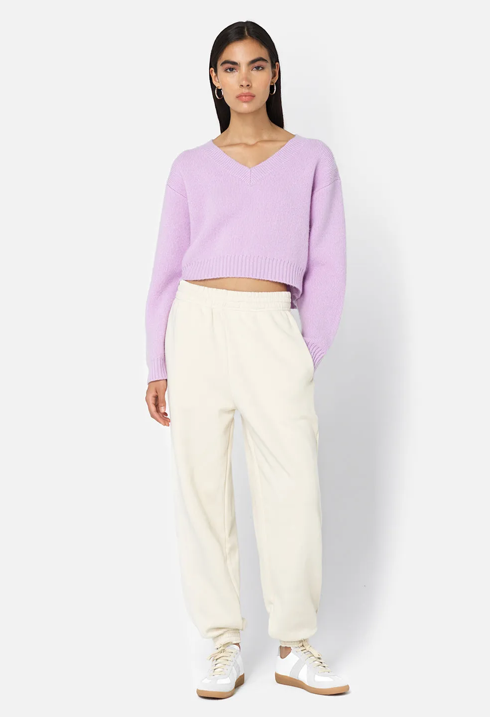 Foggy Wool V Neck Sweater / Blush