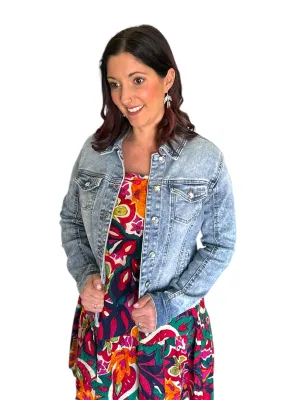 Frayed Denim Jacket in Denim Wash or White