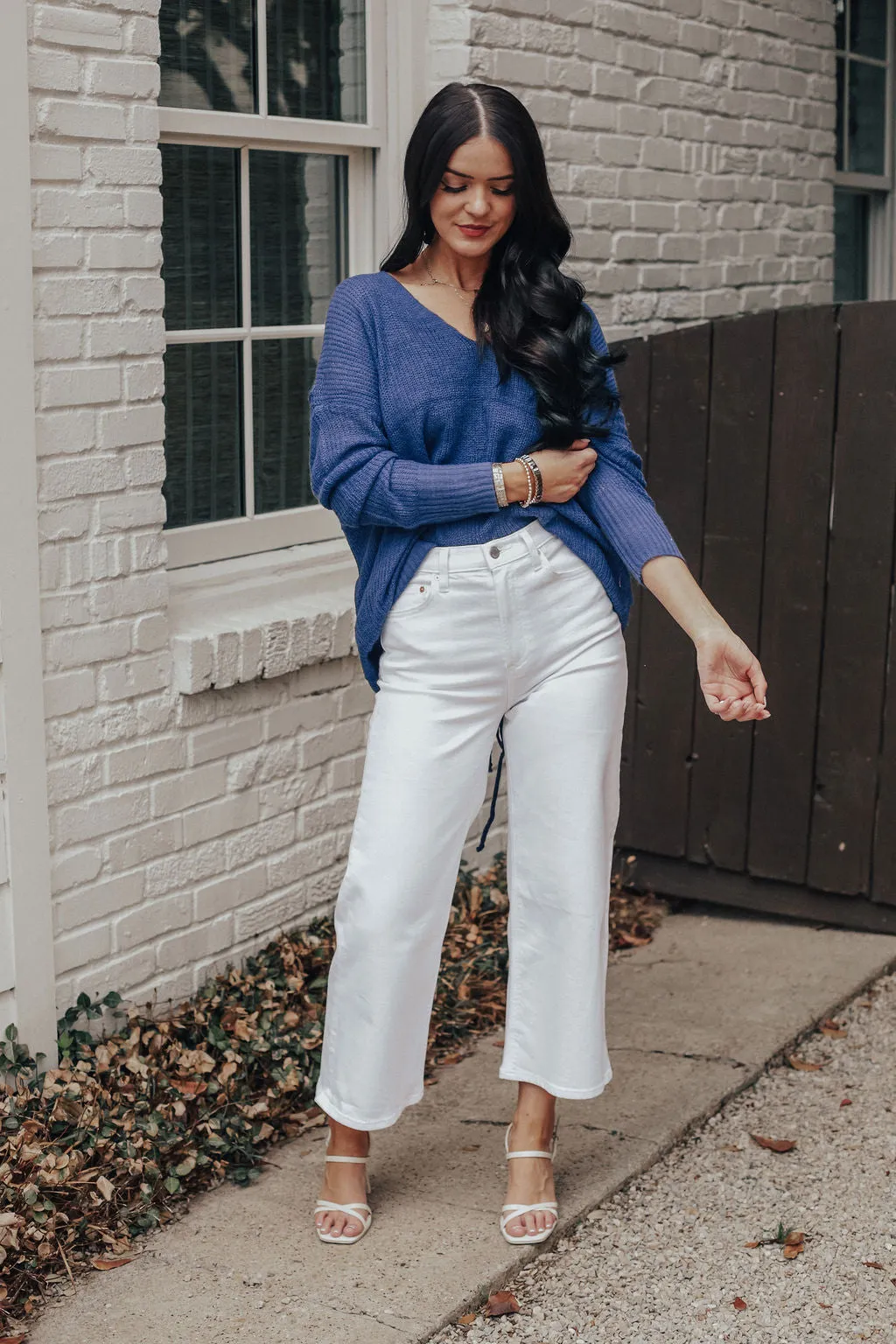 Lace Up Back Sweater (BLUE/PURPLE)