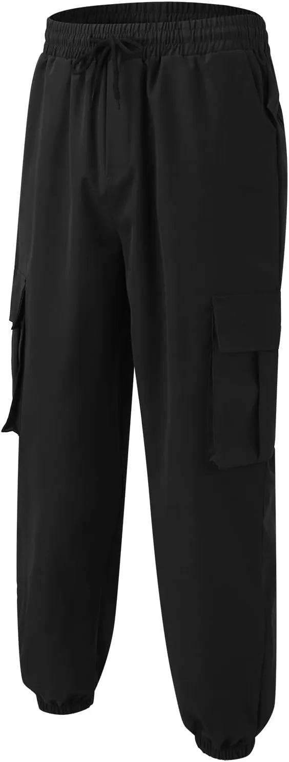 Mens Workout Cargo Sweatpants Cargo Pants Hiking Pant Workout Joggers Men's Reflective Cargo Pants Hiphop Punk Jogger