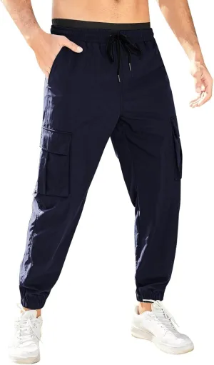 Mens Workout Cargo Sweatpants Cargo Pants Hiking Pant Workout Joggers Men's Reflective Cargo Pants Hiphop Punk Jogger
