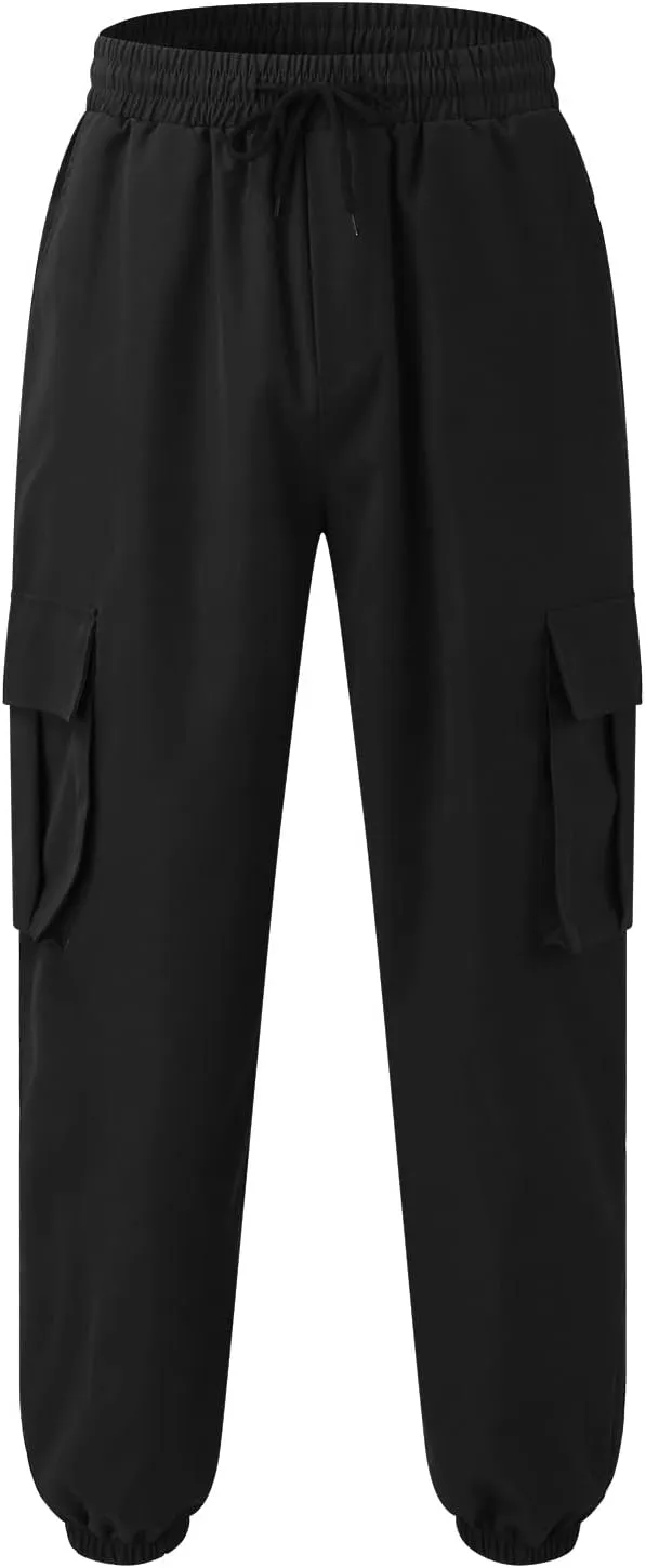 Mens Workout Cargo Sweatpants Cargo Pants Hiking Pant Workout Joggers Men's Reflective Cargo Pants Hiphop Punk Jogger