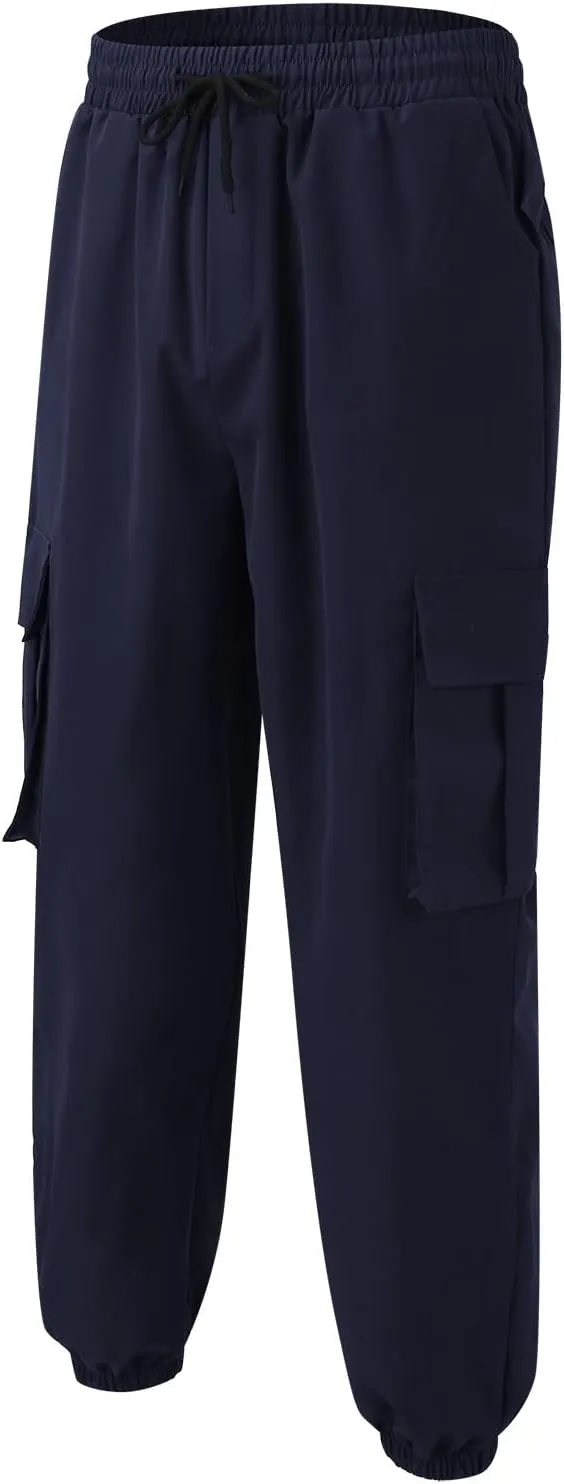 Mens Workout Cargo Sweatpants Cargo Pants Hiking Pant Workout Joggers Men's Reflective Cargo Pants Hiphop Punk Jogger
