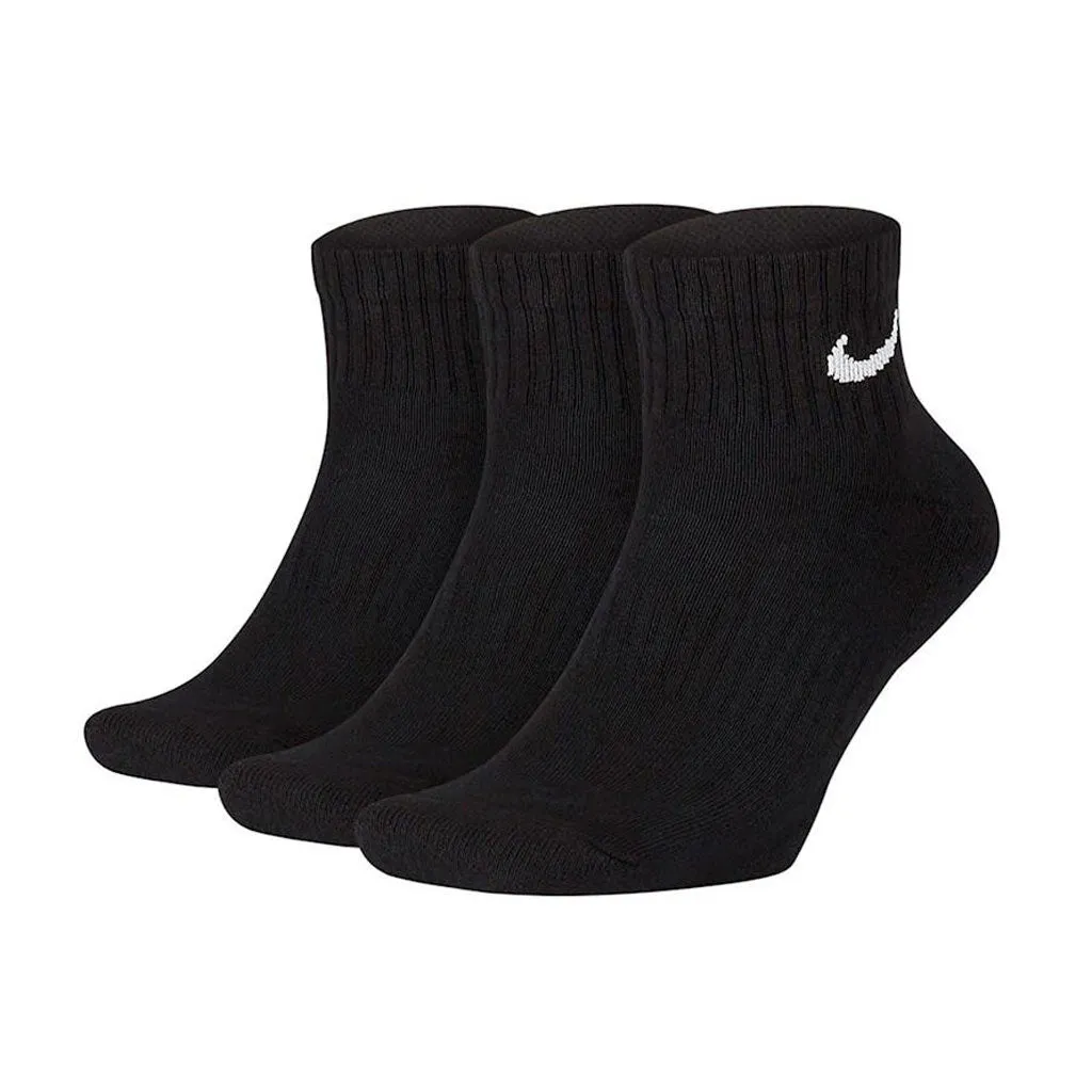 NIKE EVERYDAY CUSHIONED ANKLE SOCKS 3 PACK - BLACK
