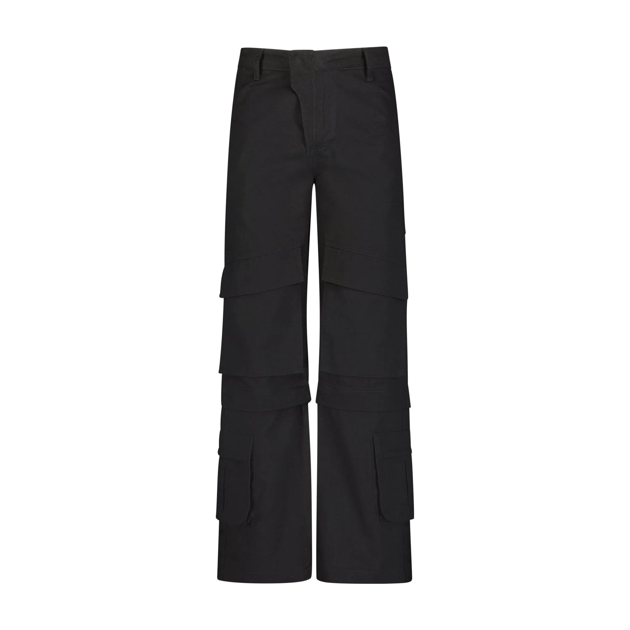 Panelled hard cotton cargo trousers - Black