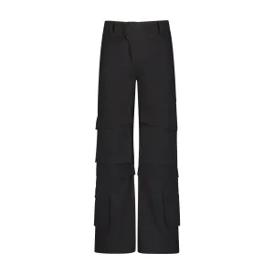 Panelled hard cotton cargo trousers - Black