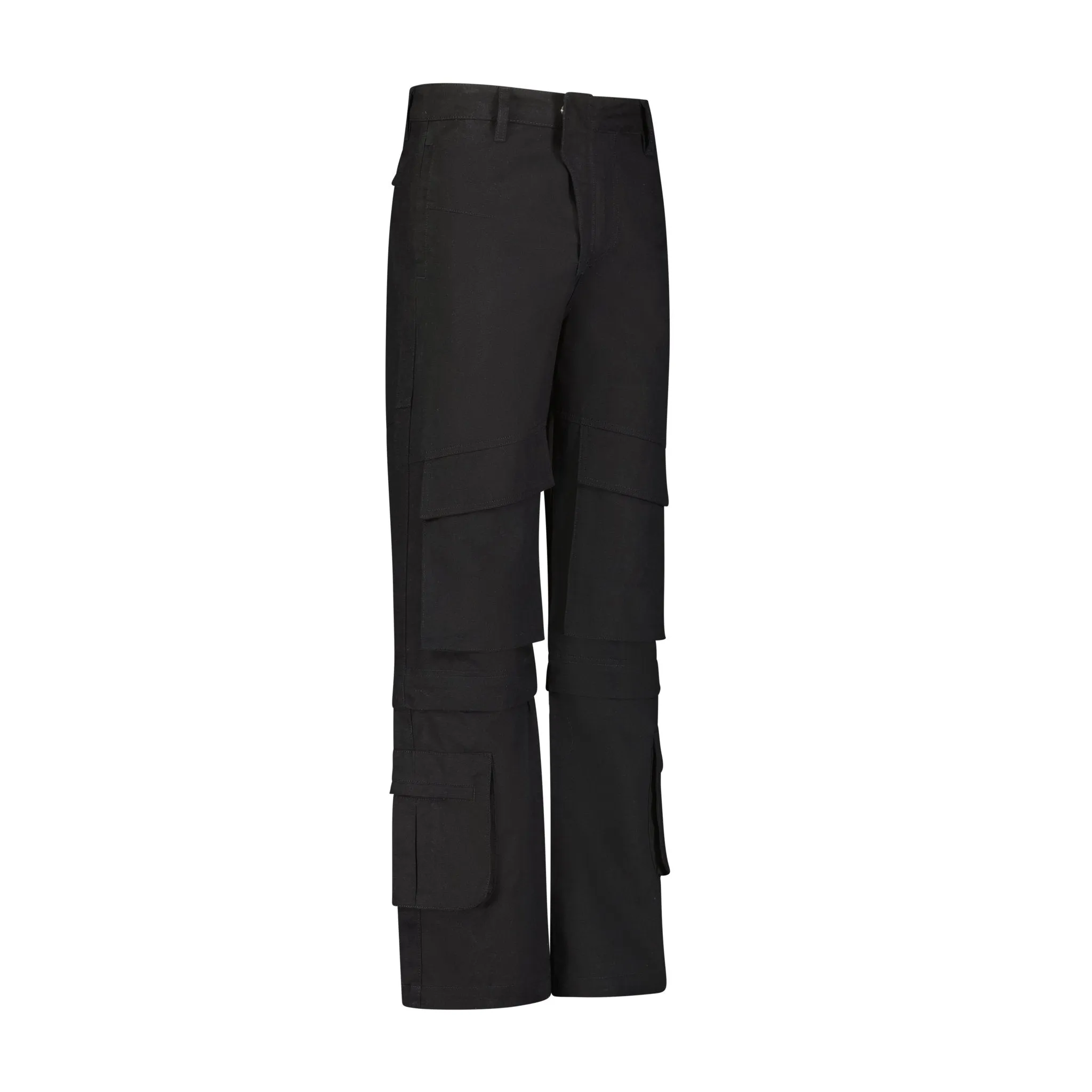 Panelled hard cotton cargo trousers - Black