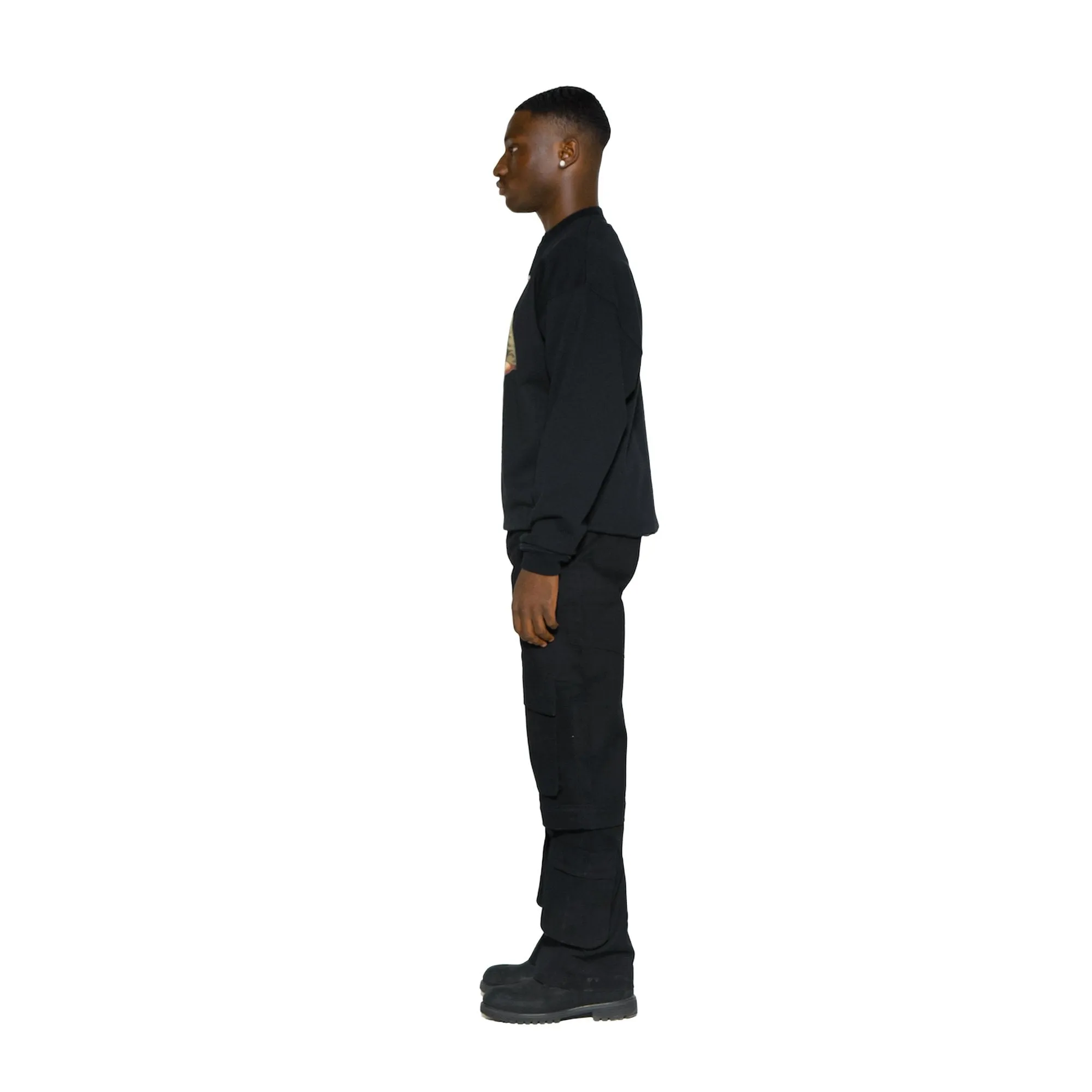 Panelled hard cotton cargo trousers - Black